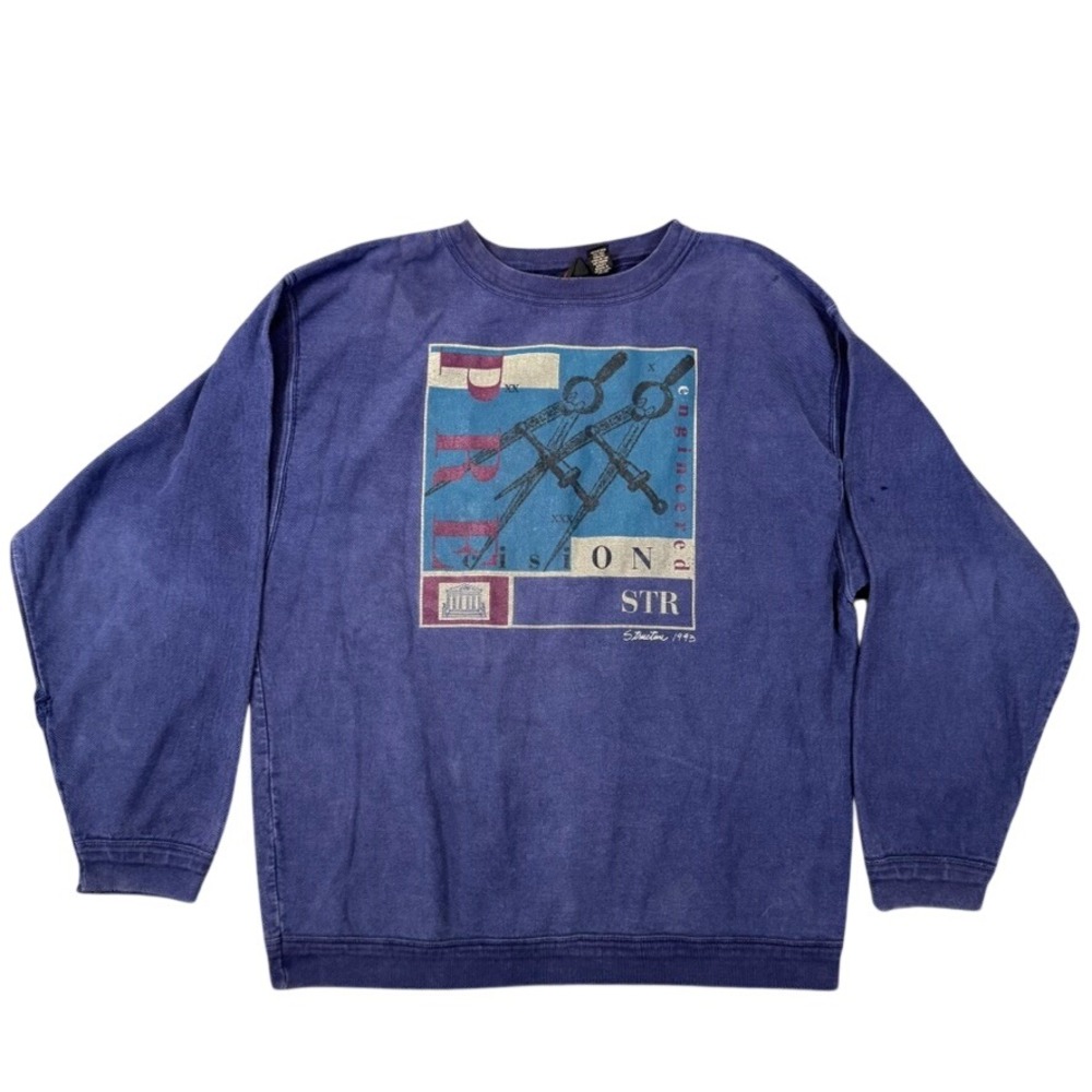Vintage 1993 Structure Activewear Mens Navy Blue Graphic Sweatshirt Large USA
